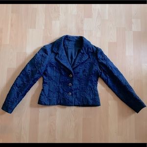 VINTAGE Blue Satin Embroidered Blazer - Petite